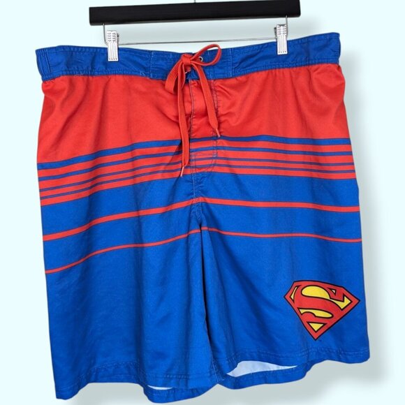 (2/$20) Superman Blue & Red Swim Trunks - Picture 1 of 7